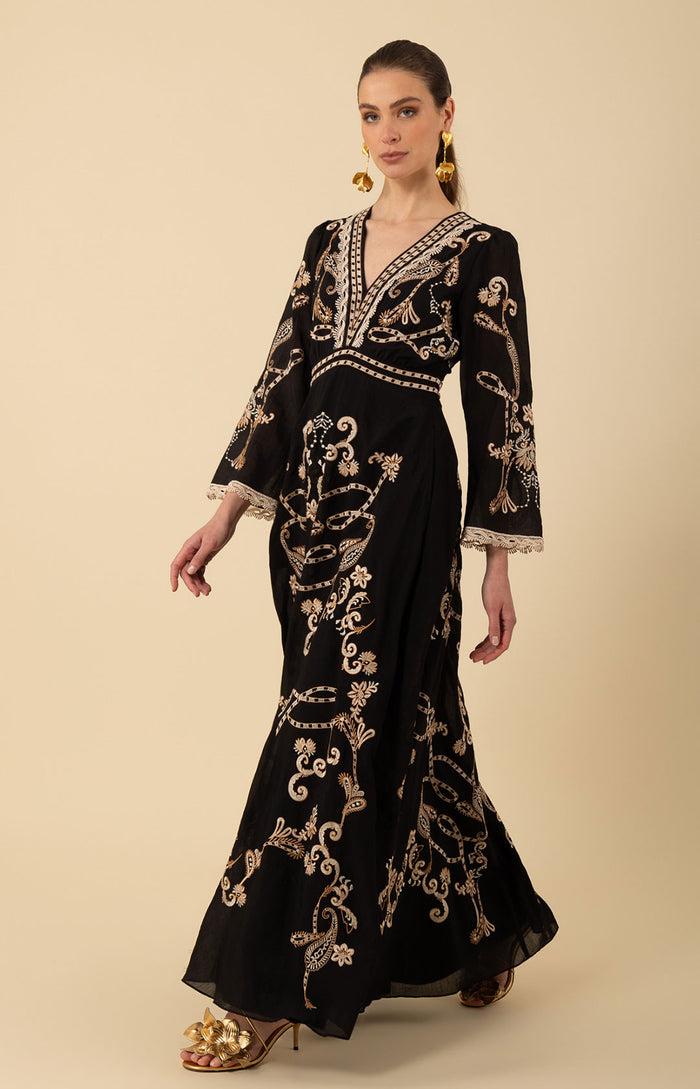 Hale Bob Cassandra Embroidered Maxi Dress