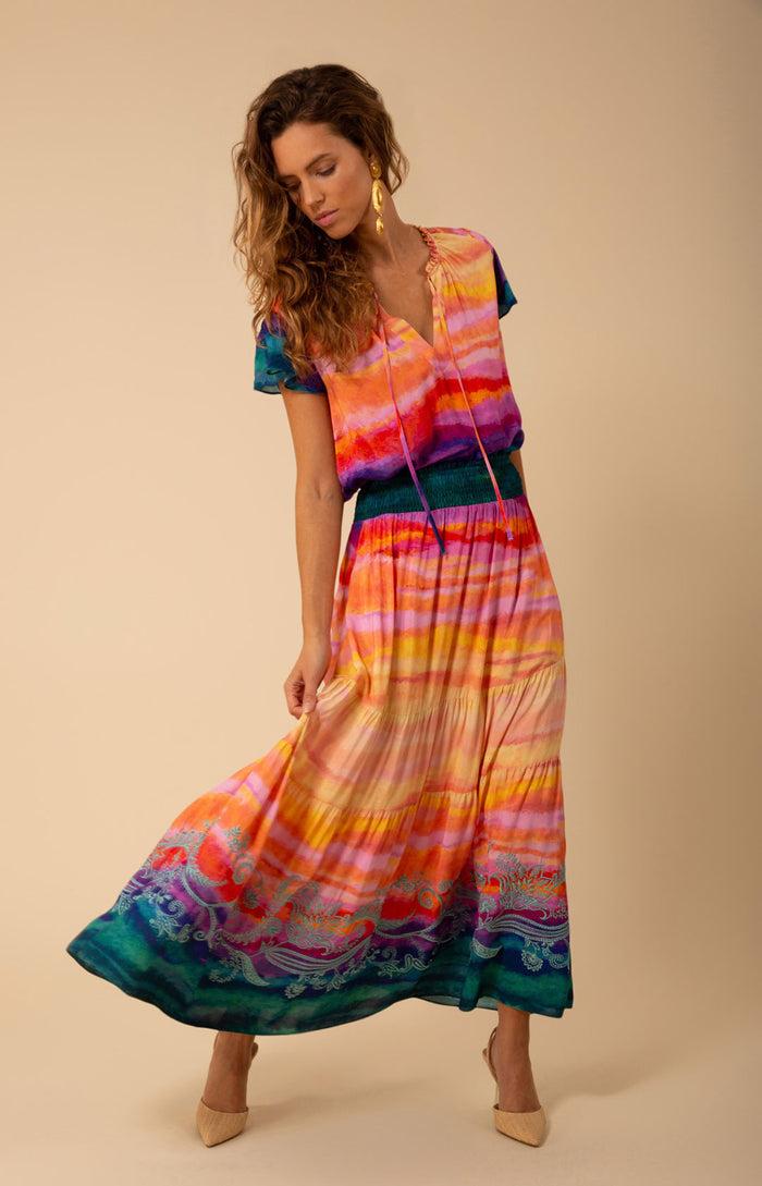 Hale Bob Catalina Tiered Maxi Skirt
