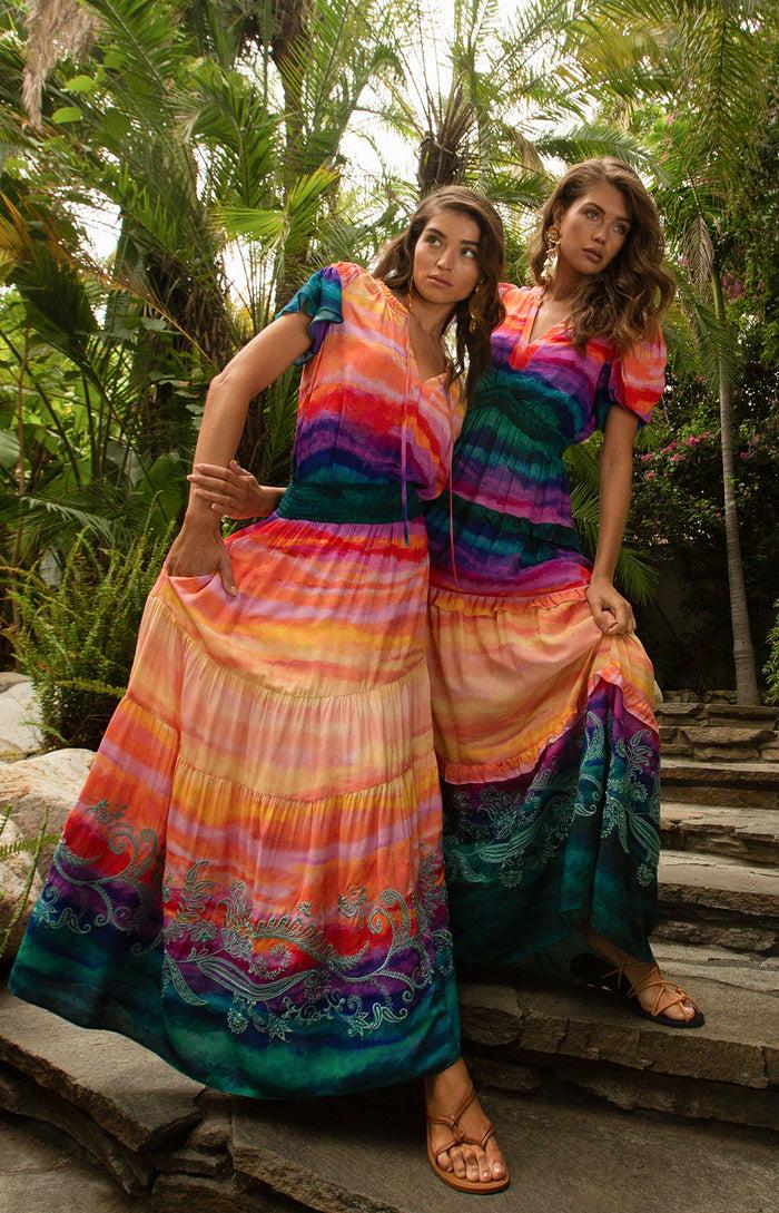 hale bob Catalina Tiered Maxi Skirt