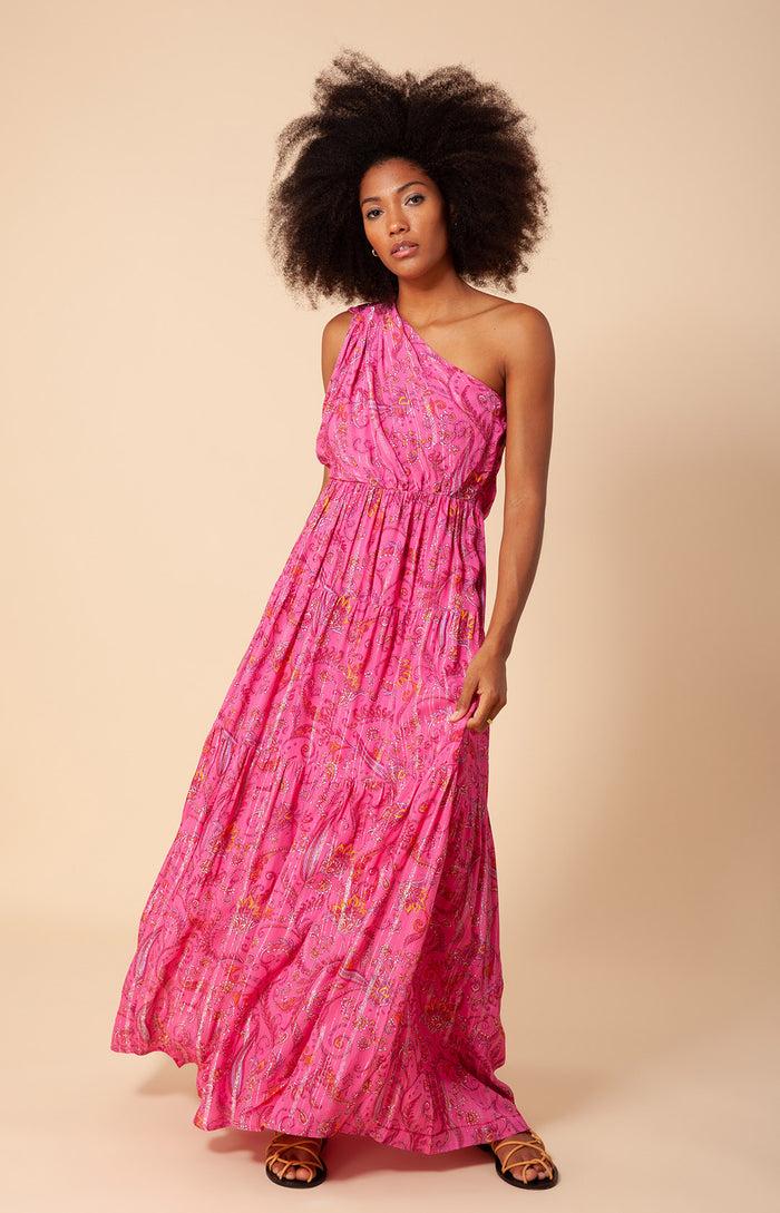 Hale Bob Charlize One Shoulder Maxi Dress