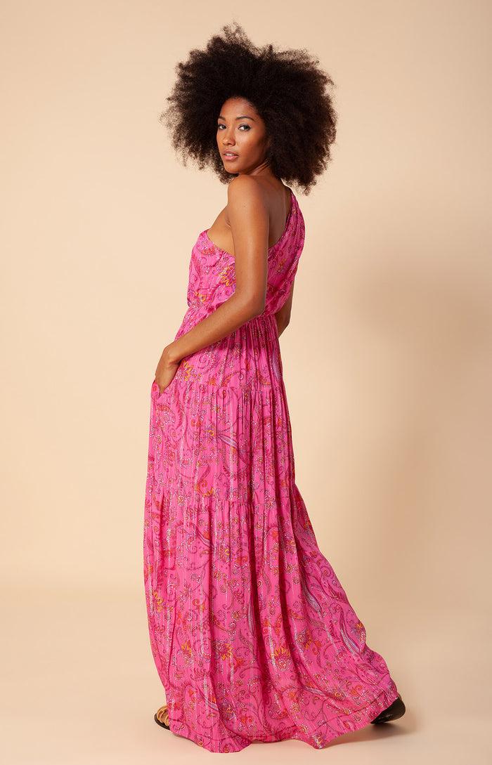 Hale Bob Charlize One Shoulder Maxi Dress