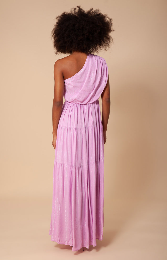 Hale Bob Charlize Solid One Shoulder Maxi Dress