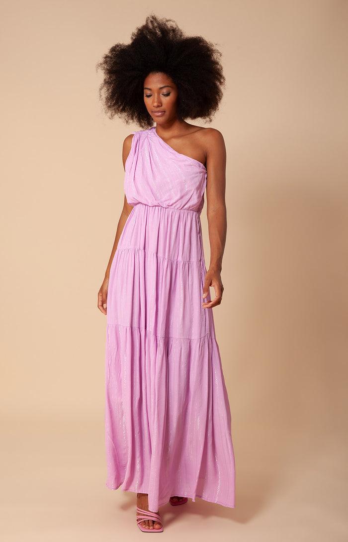 hale bob Charlize Solid One Shoulder Maxi Dress