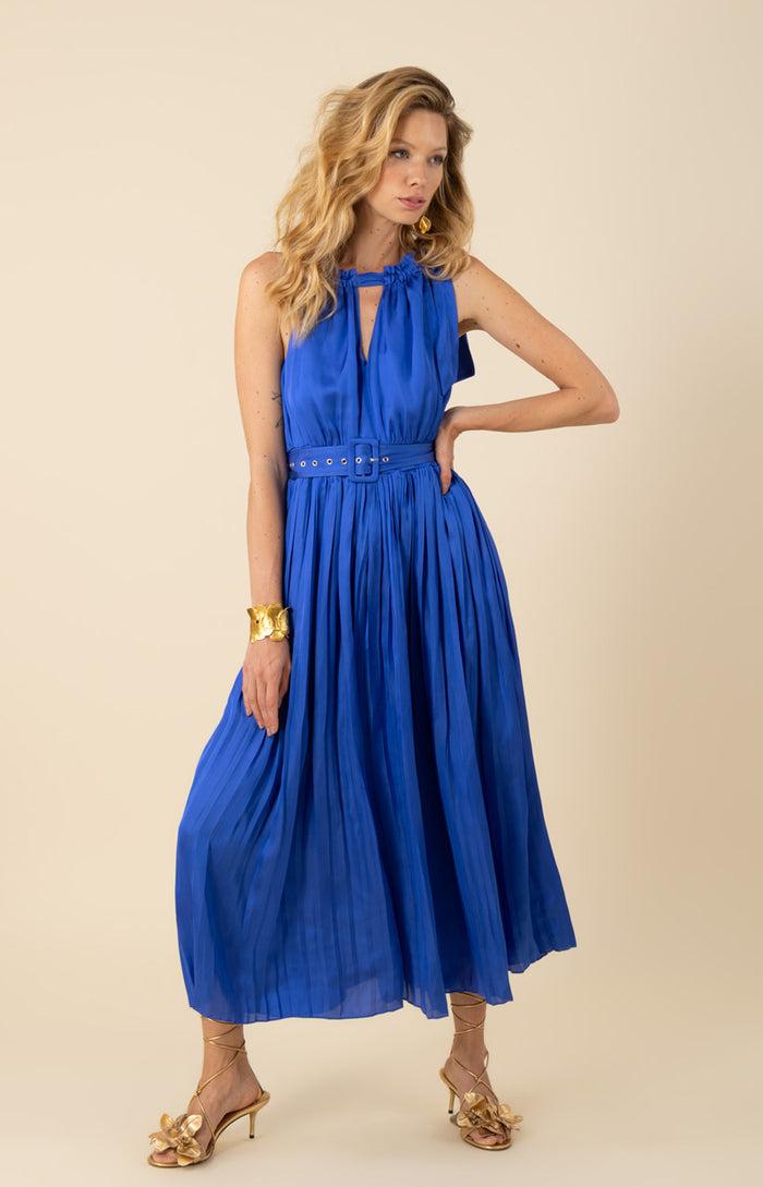 Hale Bob Chelsea Chiffon Pleated Solid Dress