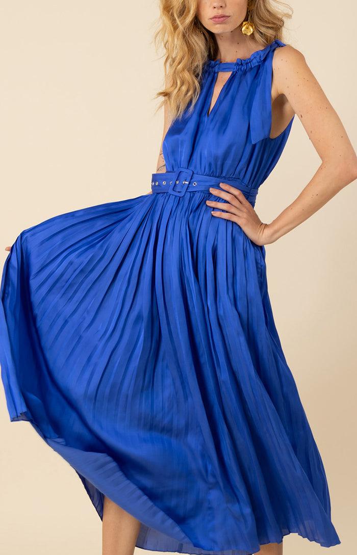 Hale Bob Chelsea Chiffon Pleated Solid Dress