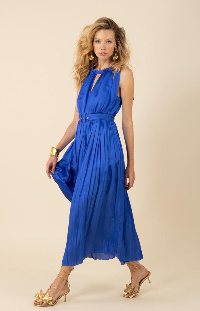 hale bob Chelsea Chiffon Pleated Solid Dress