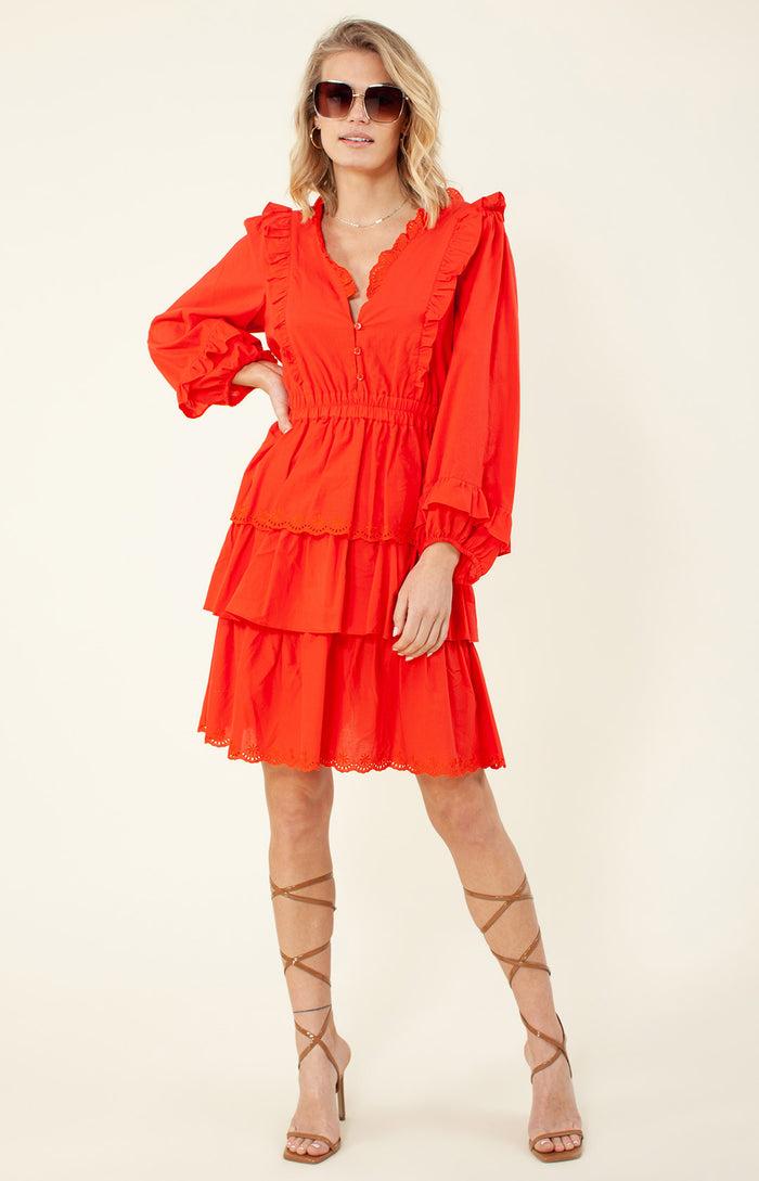 Hale Bob Christine Solid Tiered Dress