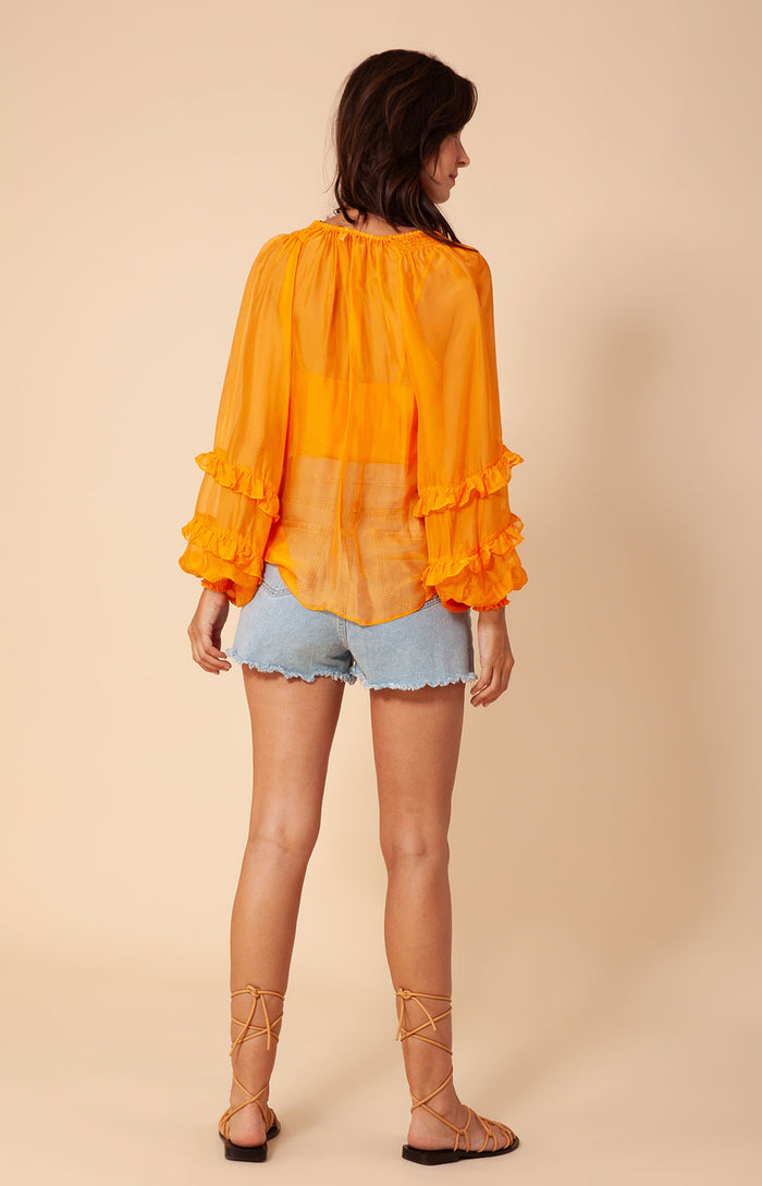 Hale Bob Ciel Solid Chiffon Top