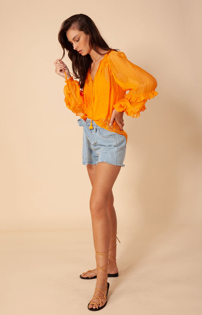 Hale Bob Ciel Solid Chiffon Top