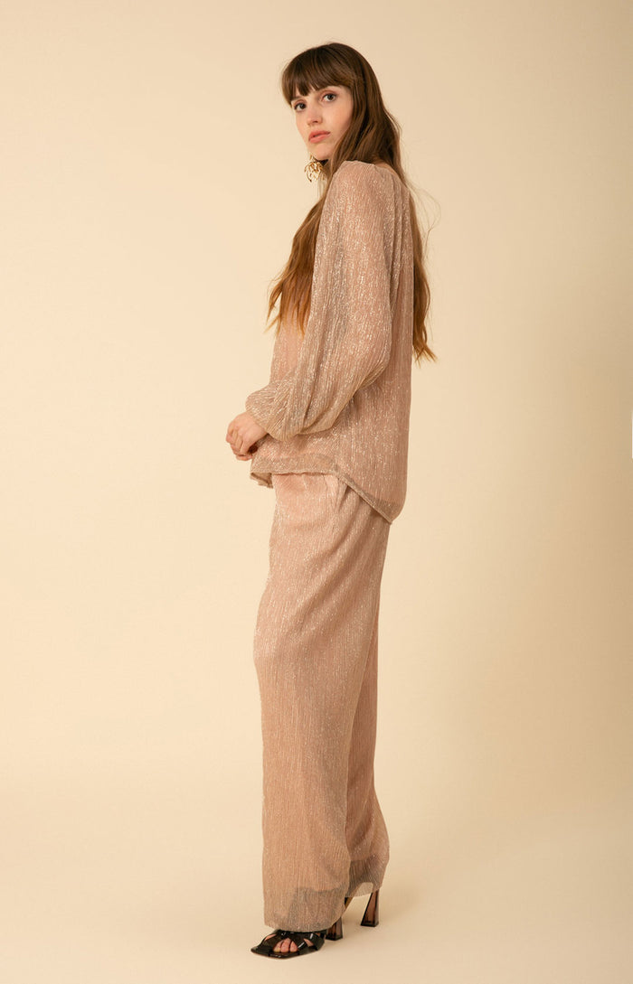 Hale Bob Clemence Lurex Crinkle Mesh Pant