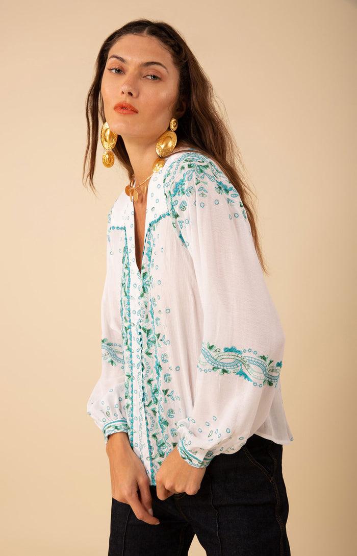 Hale Bob Cora Embroidered Top