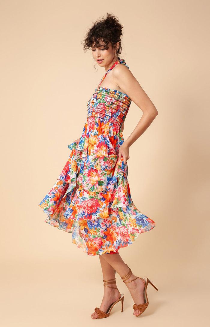 Hale Bob Corine Smocked Halter Dress