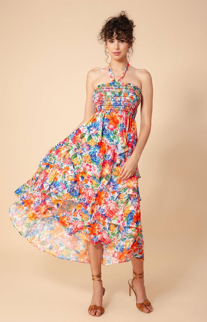 hale bob Corine Smocked Halter Dress