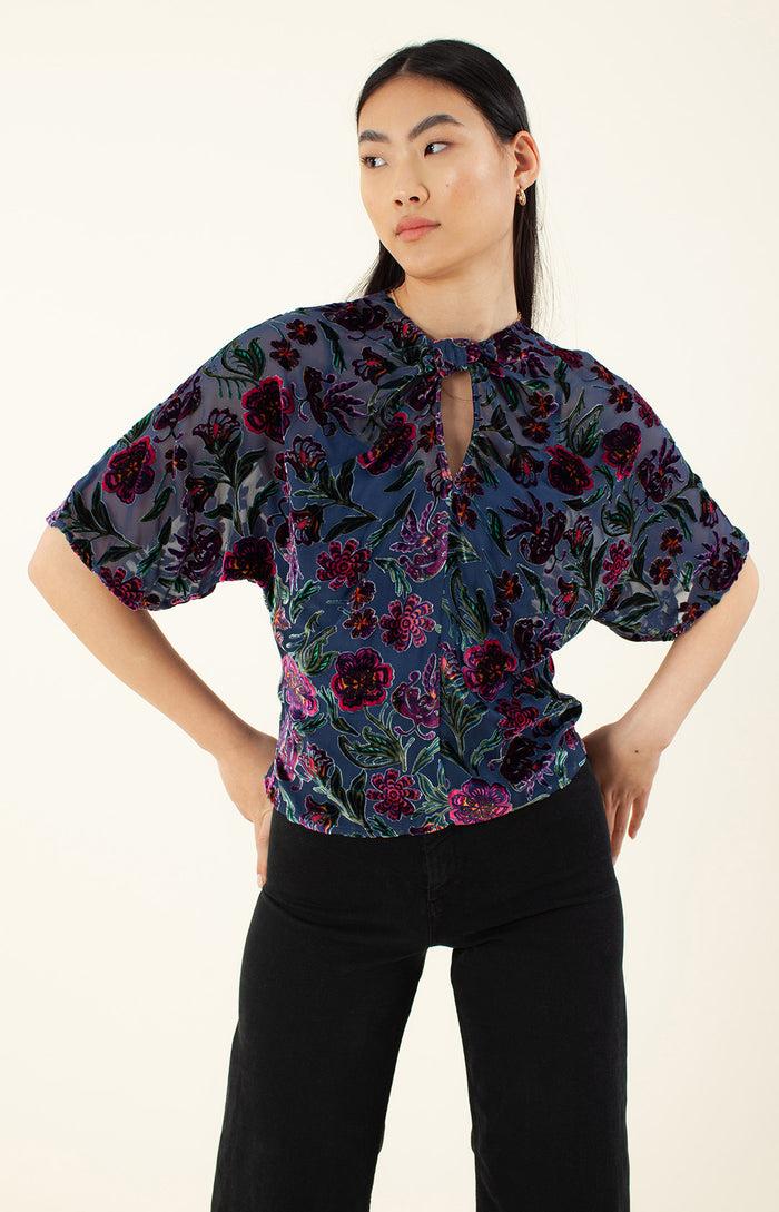 Hale Bob Delyse Velvet Burnout Keyhole Top