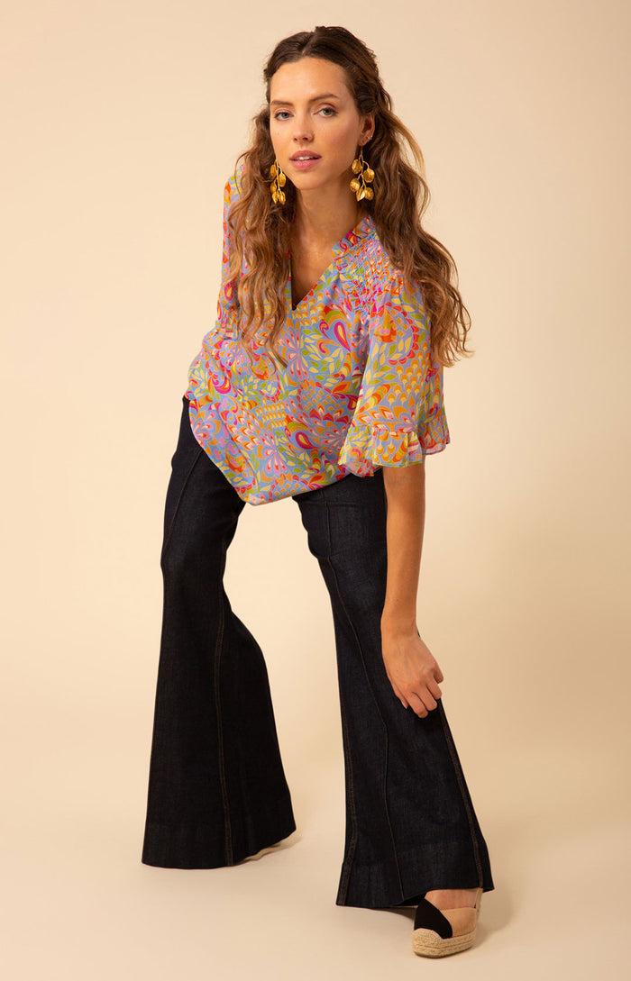 Hale Bob Diana Smocked Georgette Top
