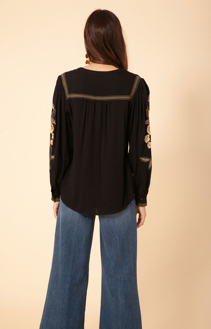 Hale Bob Dixon Embroidered Crepe Top