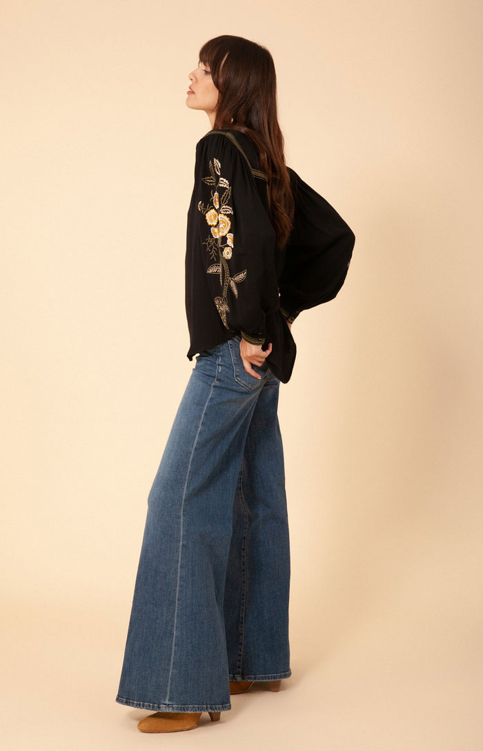 Hale Bob Dixon Embroidered Crepe Top