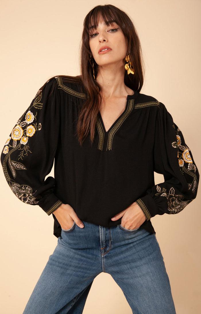 hale bob Dixon Embroidered Crepe Top