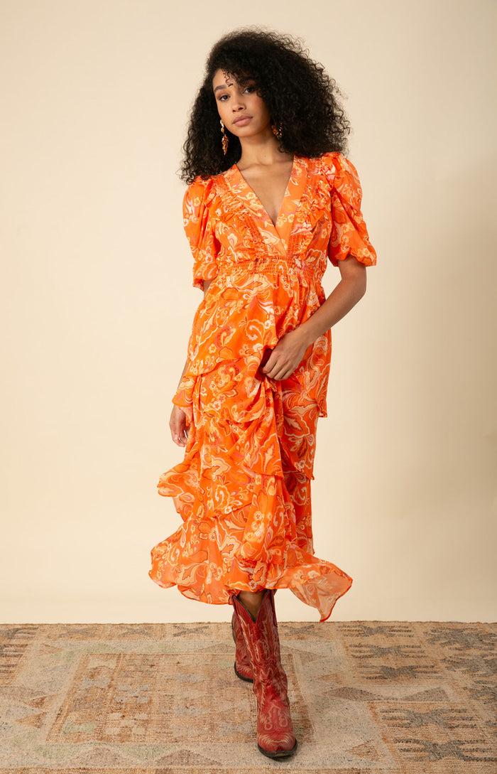 Hale Bob Dream Tiered Chiffon Dress