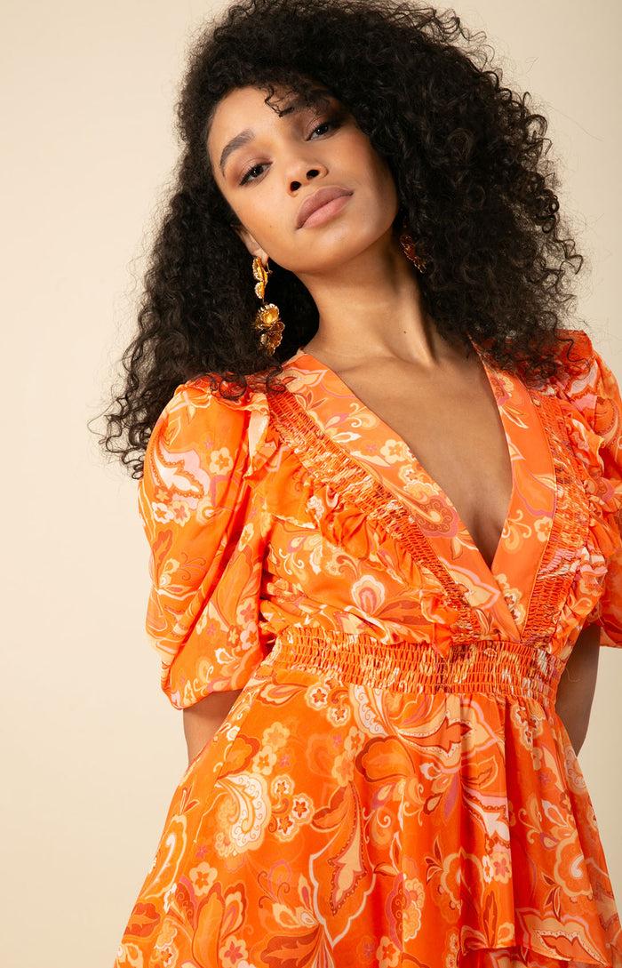 Hale Bob Dream Tiered Chiffon Dress