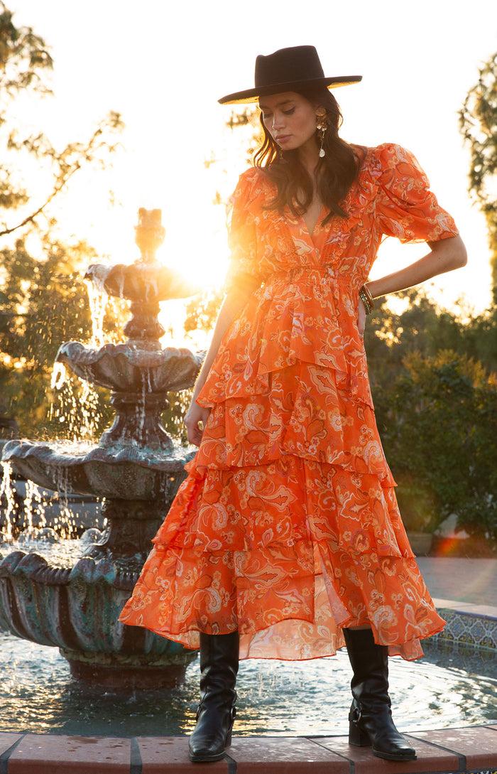 hale bob Dream Tiered Chiffon Dress