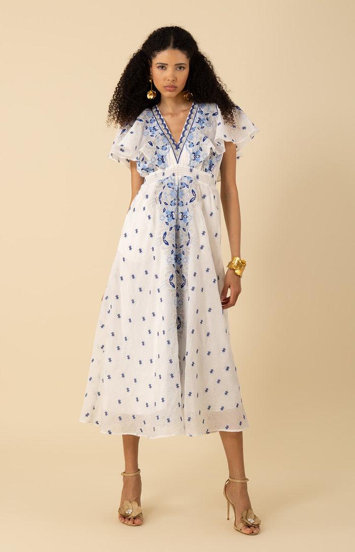 Hale Bob Elianna Embroidered Organza Maxi Dress