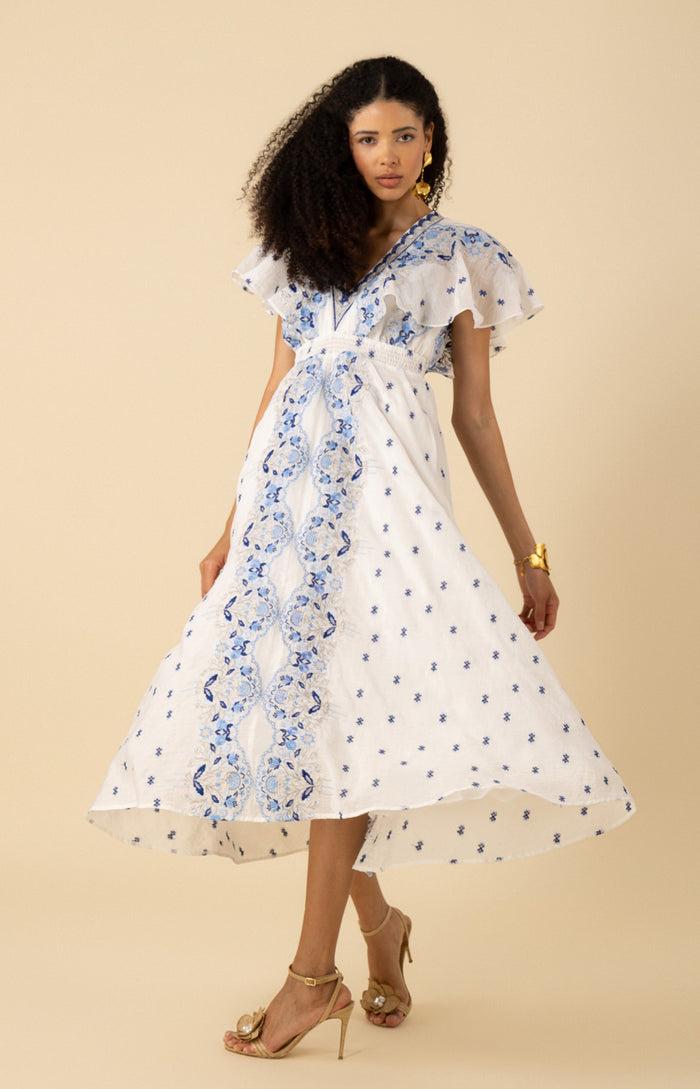 Hale Bob Elianna Embroidered Organza Maxi Dress