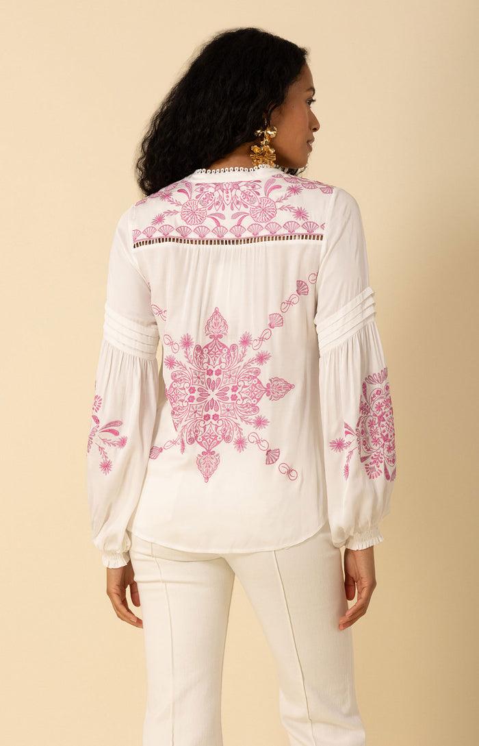 Hale Bob Elliott Embroidered Twill Top