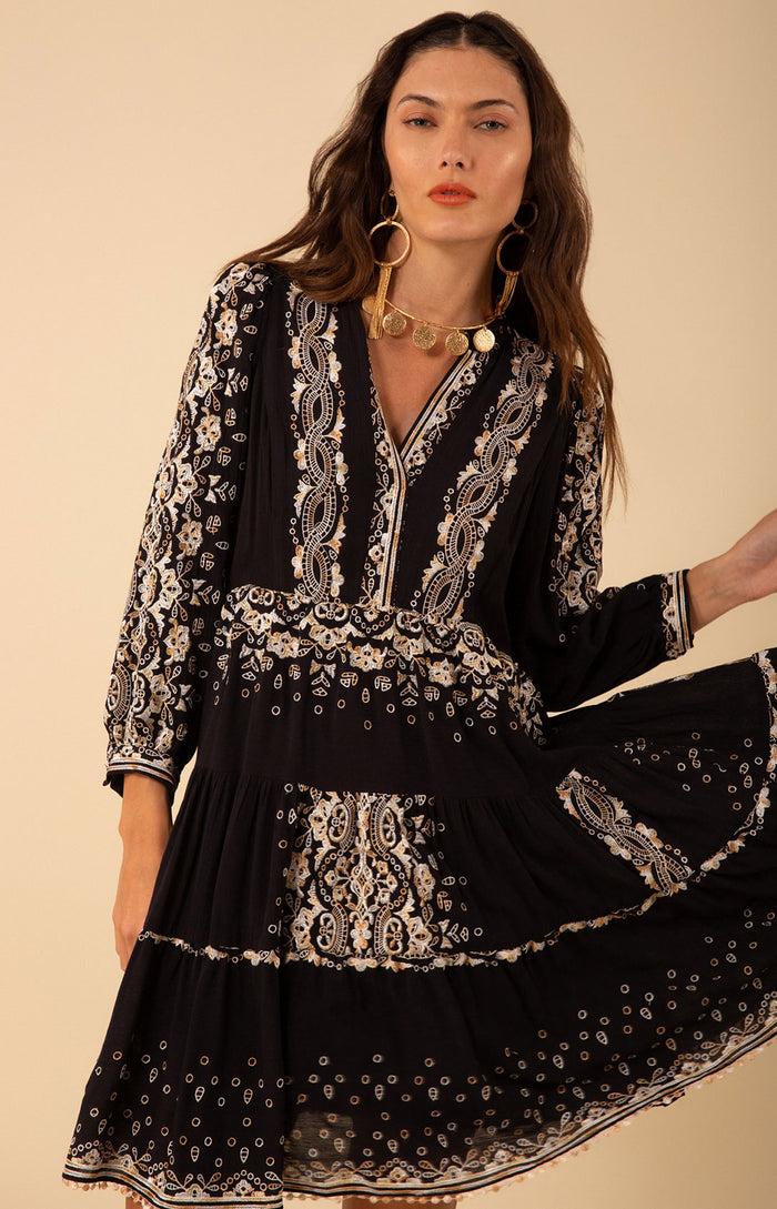 Hale Bob Emery Embroidered Dress