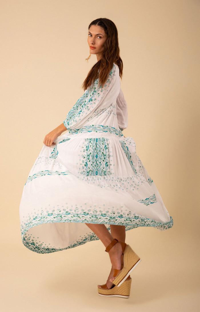 Hale Bob Emery Embroidered Maxi Dress