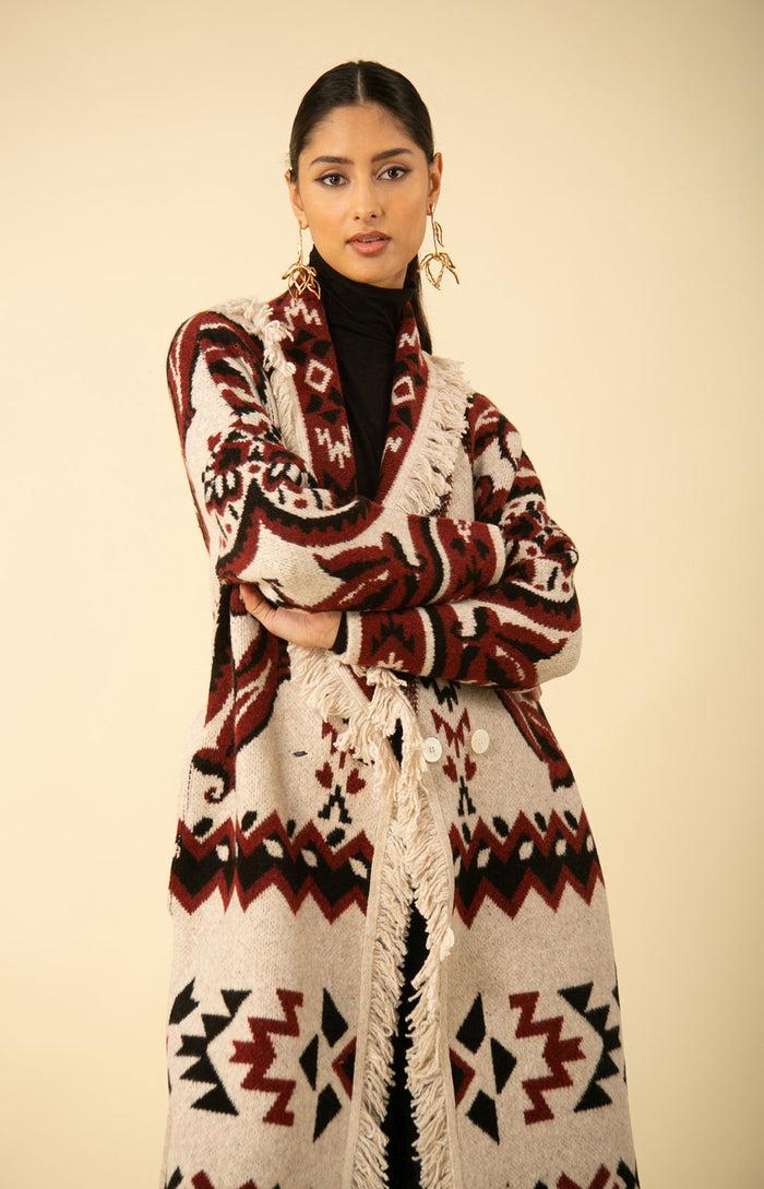 Hale Bob Everly Midi Fringe Wrap Sweater