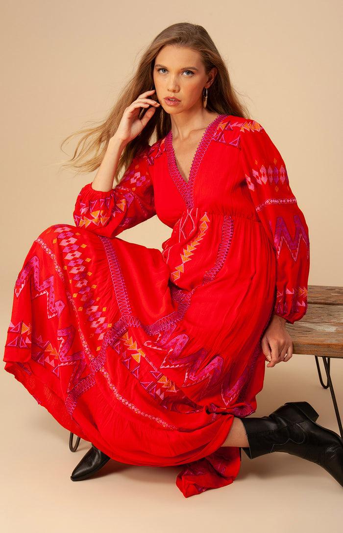Hale Bob Fallin Embroidered Maxi Dress