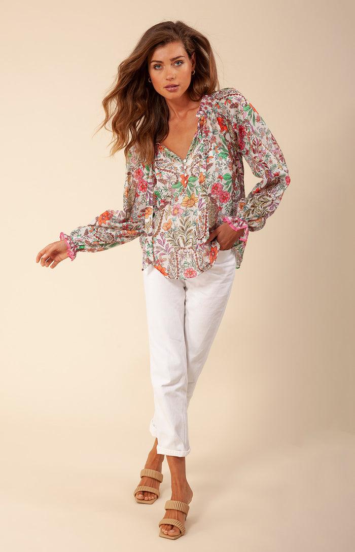 Hale Bob Finualla Voile Tie Neck Top