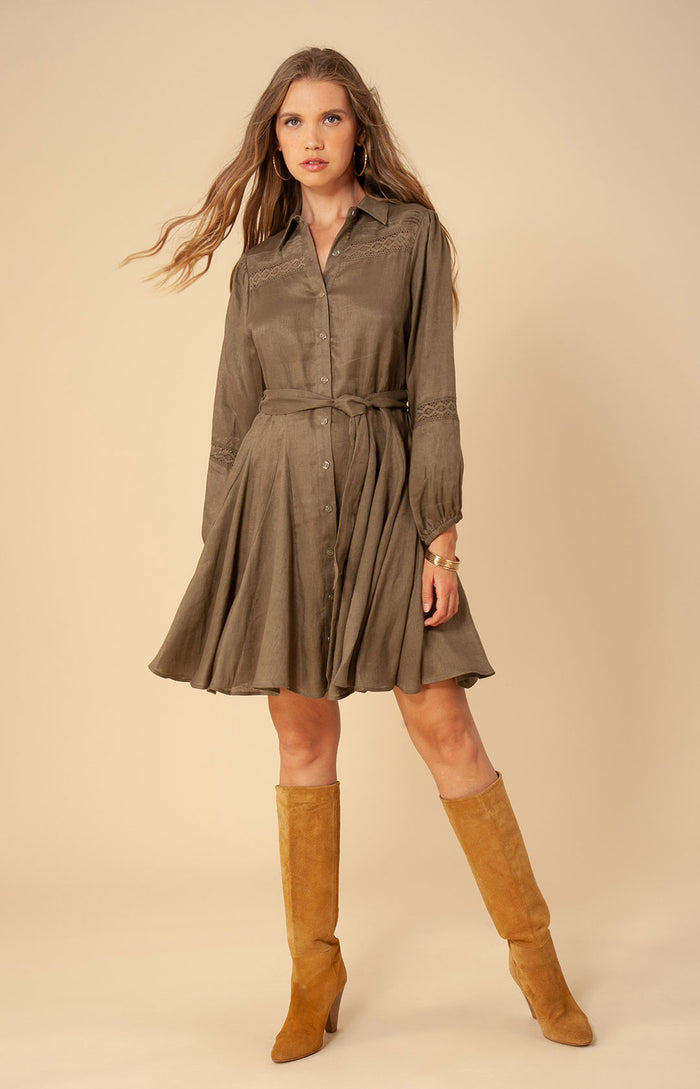 Hale Bob Floriana Solid Linen Dress
