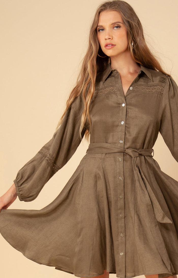 Hale Bob Floriana Solid Linen Dress
