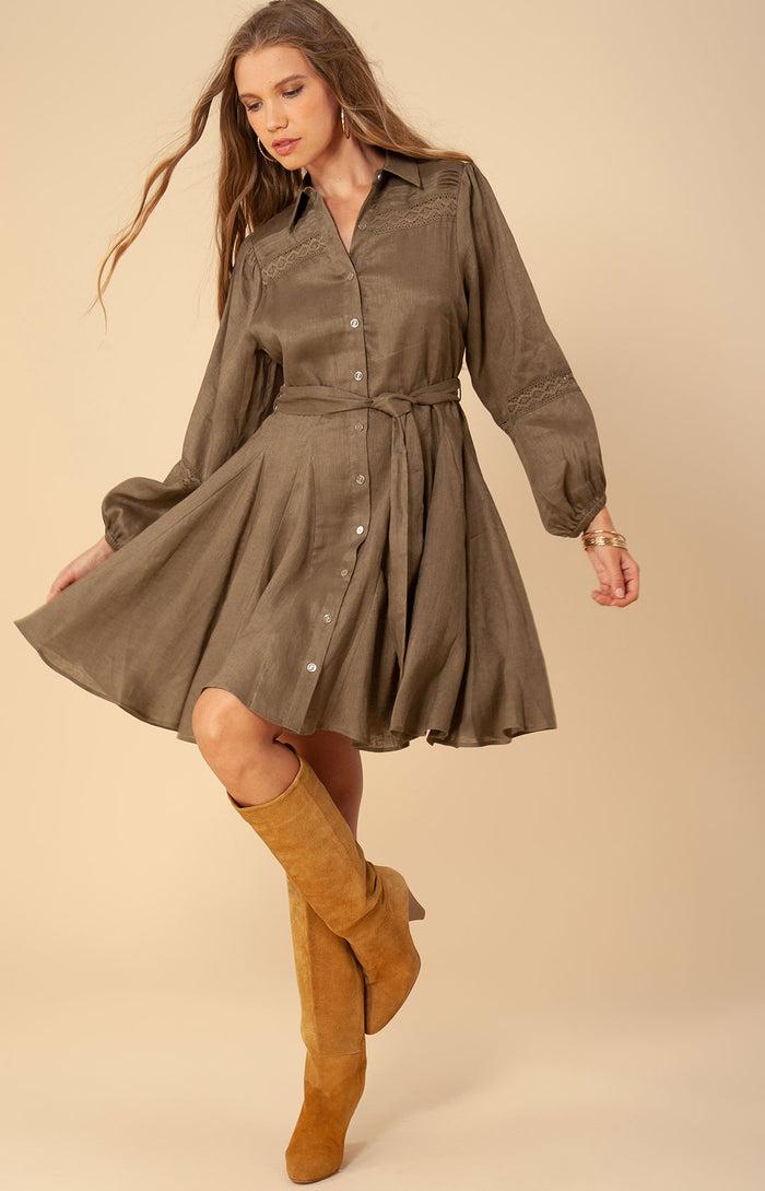 hale bob Floriana Solid Linen Dress