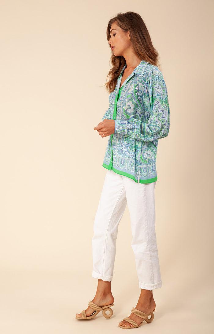 Hale Bob Gloria Silk Button Up Top