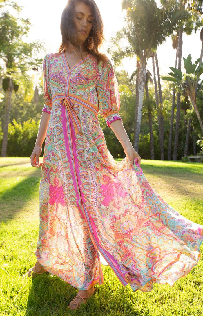 hale bob Goya Button Up Maxi Dress