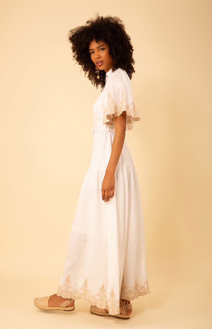 Hale Bob Haven Embroidered Linen Maxi Dress