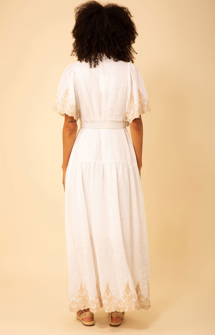Hale Bob Haven Embroidered Linen Maxi Dress