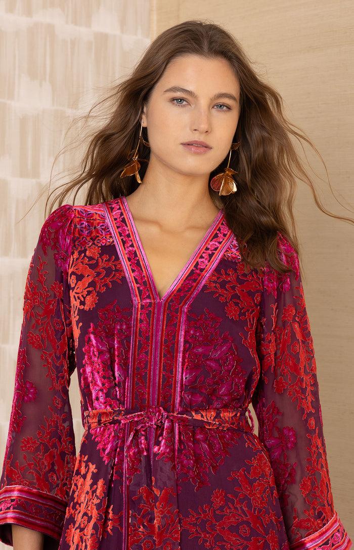 Hale Bob Helena Velvet Maxi Burnout Dress