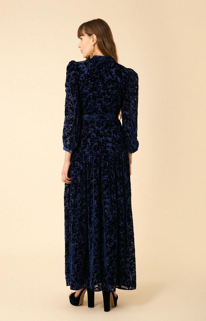 Hale Bob Heloise Solid Velvet Burnout Maxi Dress
