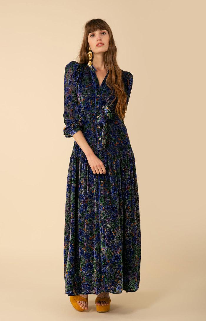 hale bob Heloise Velvet Burnout Maxi Dress