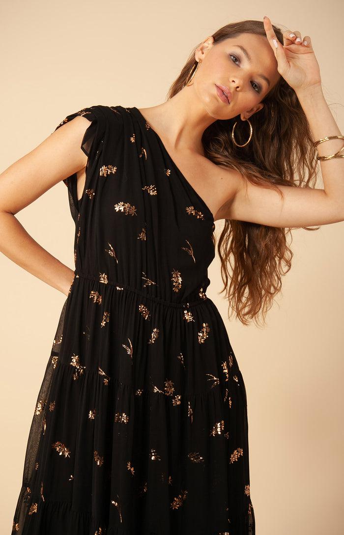 Hale Bob Hollynn Asymmetrical Solid Maxi Dress