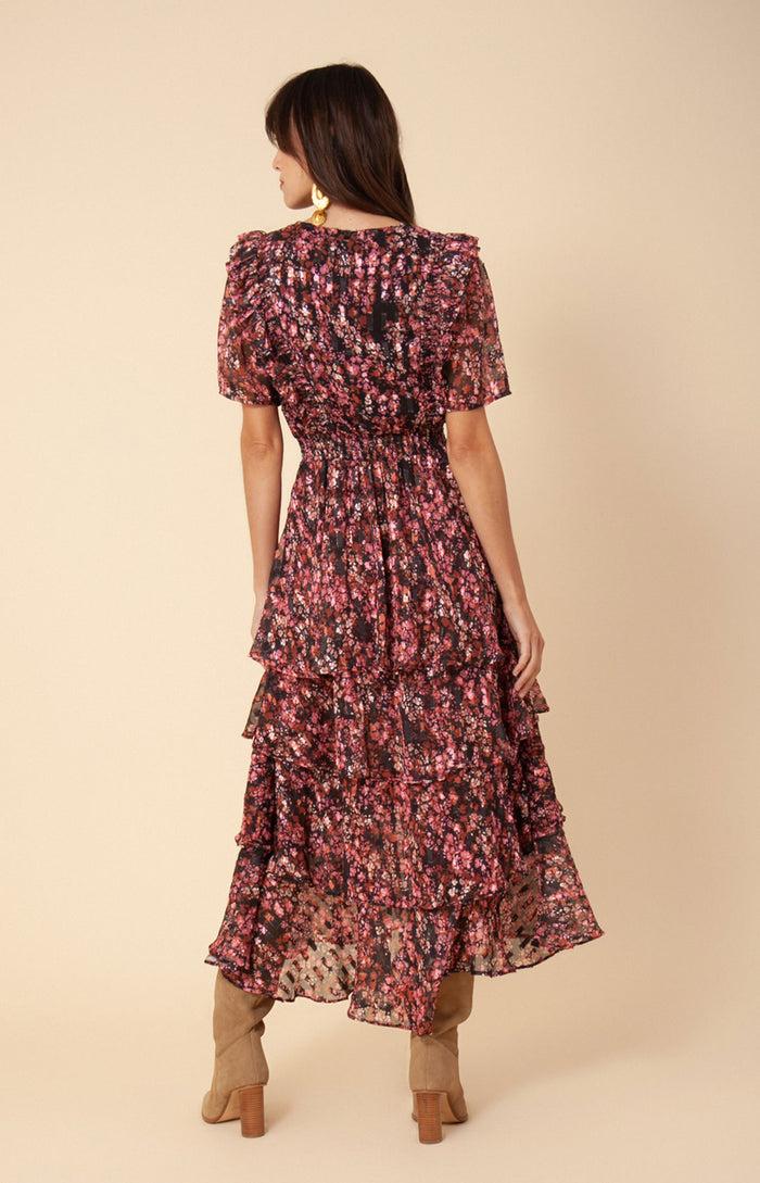 Hale Bob Jade Lurex Jacquard Tiered Dress