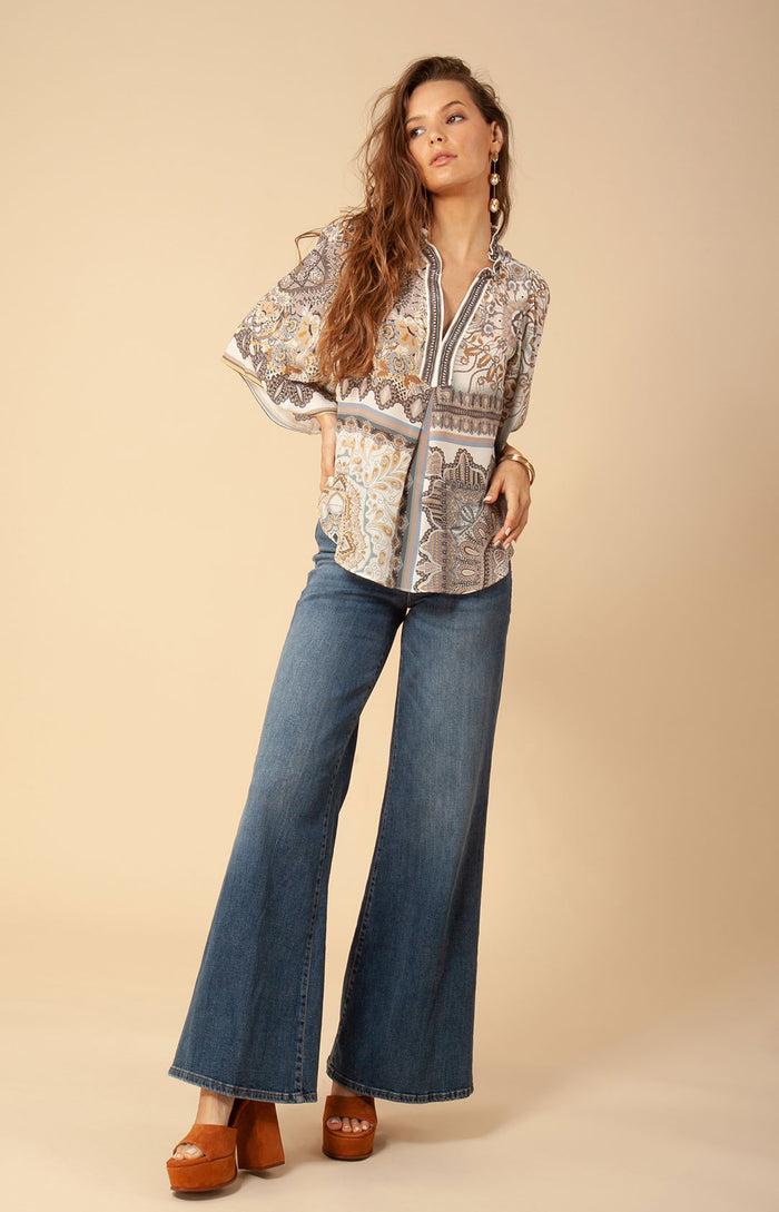 Hale Bob Janessa Silk Bell Sleeve Top