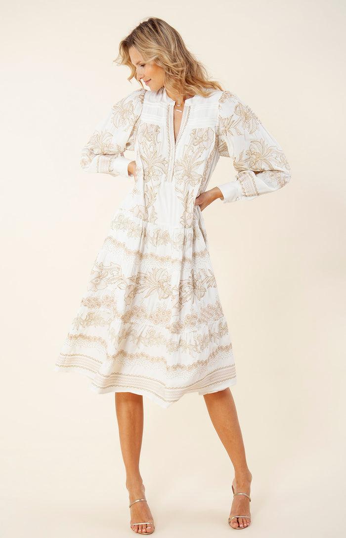 hale bob Janina Embroidered Midi Dress