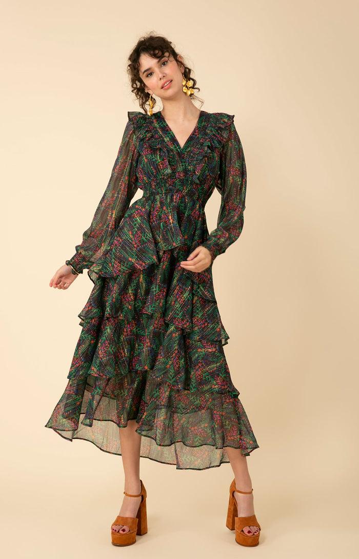 Hale Bob Jeanne Lurex Hi-Lo Dress