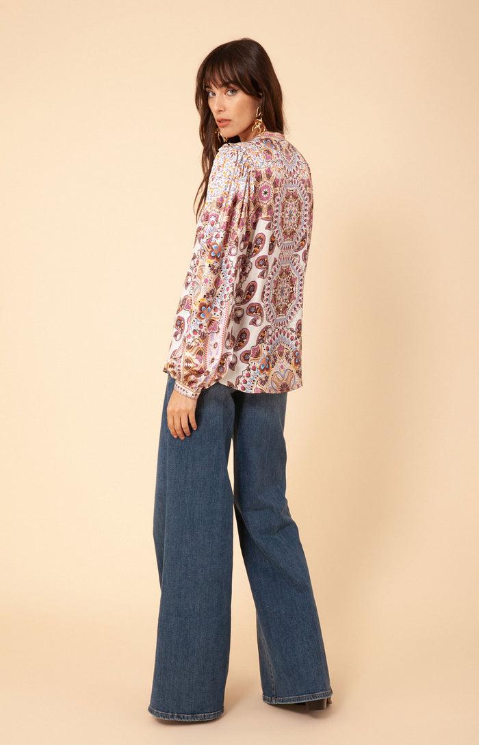 Hale Bob Joleen Charmeuse Top Beaded