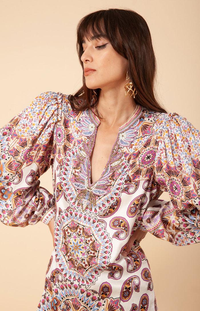 Hale Bob Joleen Charmeuse Top Beaded